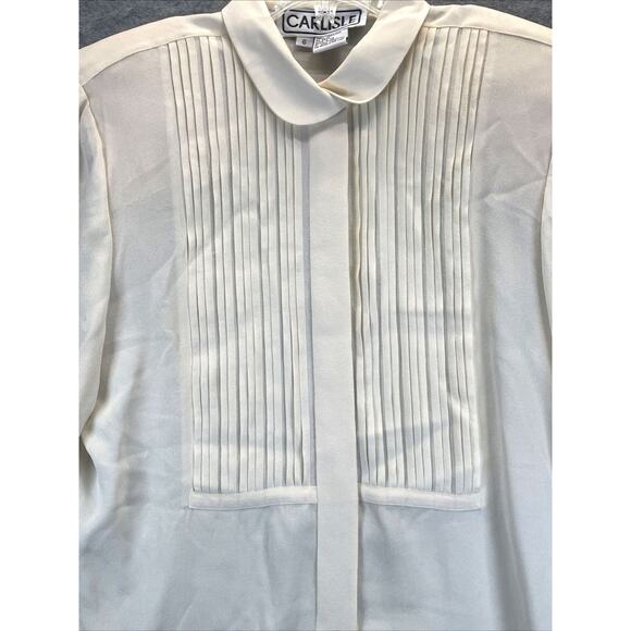 Vintage 80/90s Carlisle 100% Silk Pleated Front Women's Sz 6 Blouse Top READ NWT - Picture 9 of 13